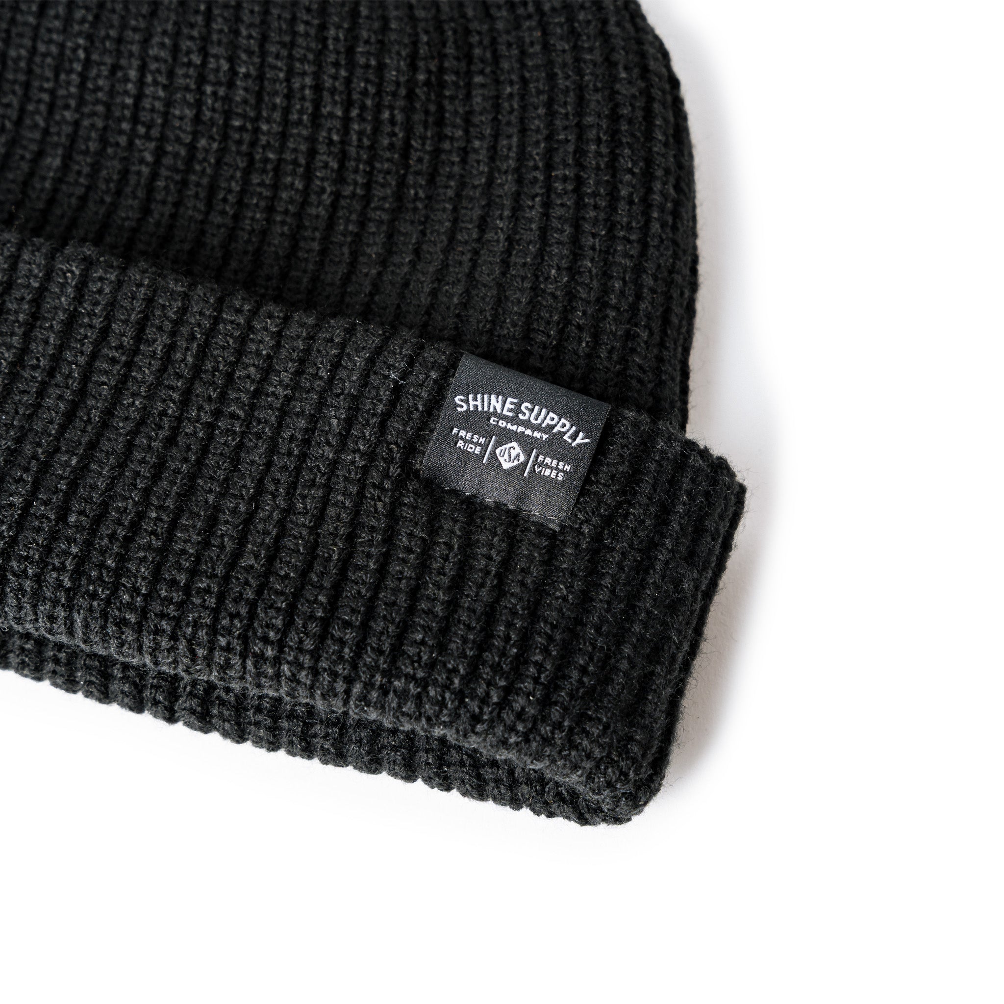 "Fresh Vibes" Summit Knit Beanie - Black