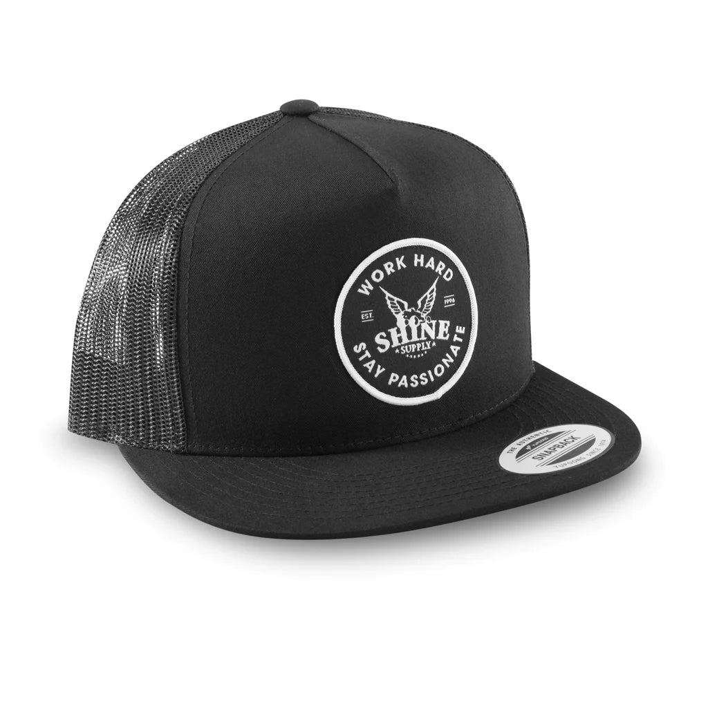 "Work Hard" Trucker Snapback - Black